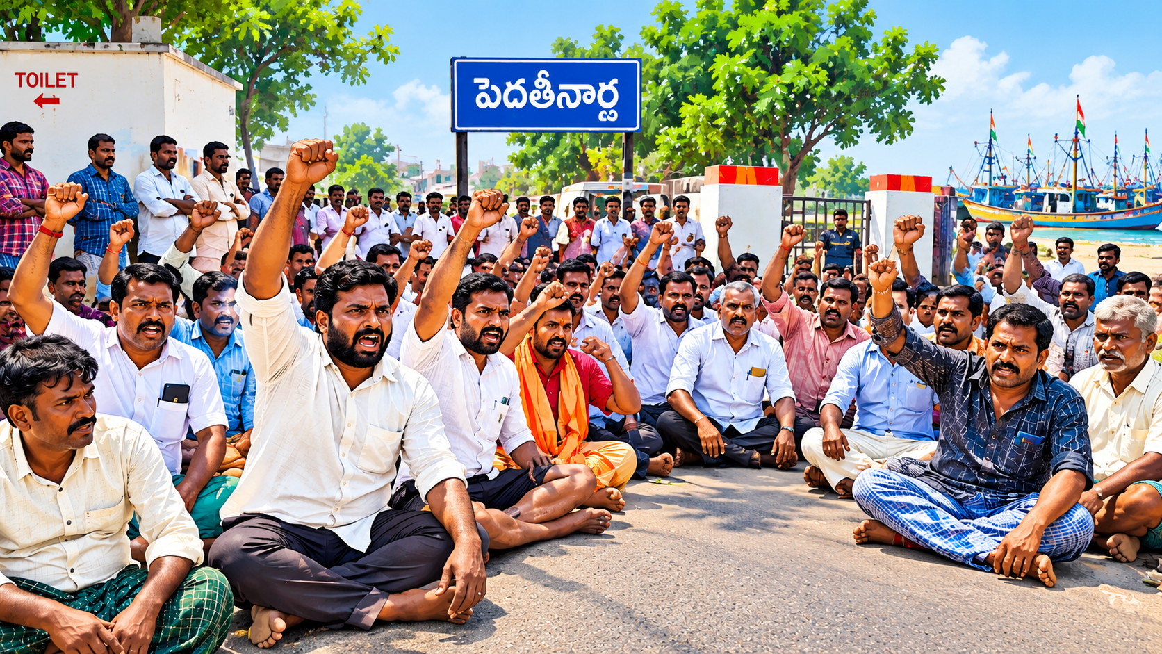 Pedateenarla Fishermen Society Election Postponed at Last Minute, Protests Erupt